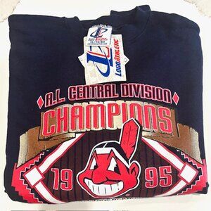 NWT 1995 A.L. Central Division Champions Cleveland Indians XL Sweatshirt-Vintage